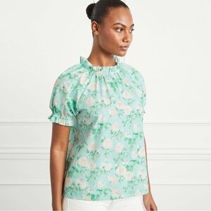 Hill House The Kit Top in Blue Roses Size Large